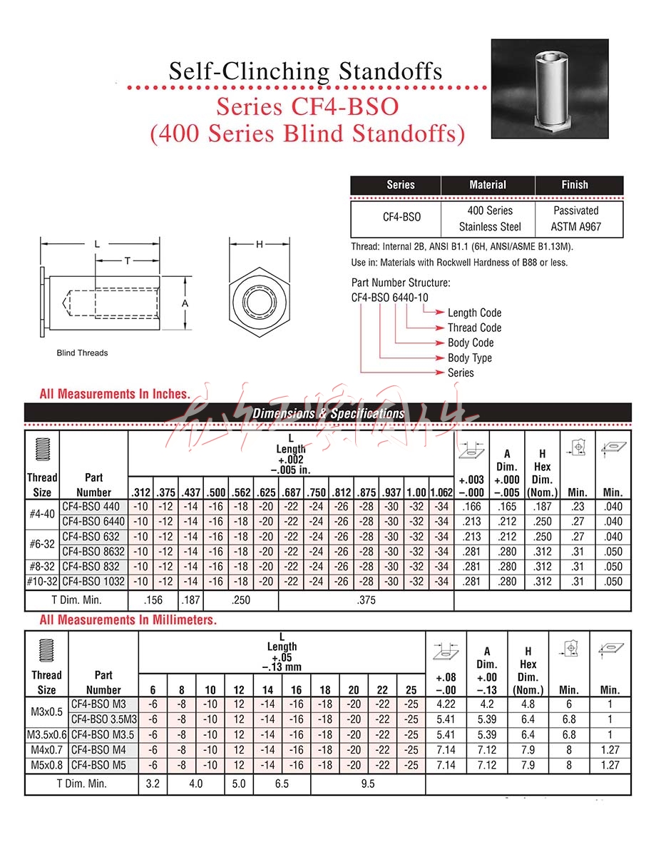 不銹鋼<a href=http://www.0396rcw.cn/pem/bso/ target=_blank class=infotextkey><a href=http://www.0396rcw.cn/pem/bso/ target=_blank class=infotextkey>壓鉚螺柱</a></a>BSO4 深圳