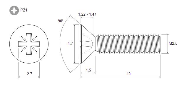 米制槽螺絲-米字槽沉頭螺絲-DIN 965Z ~ISO 7046-米字頭螺絲技術規格PDF